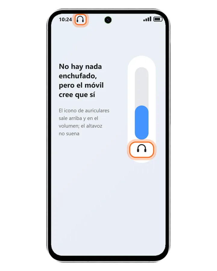 Galaxy A56 5G con el icono de auriculares en la barra de estado y en el control de volumen aunque no hay nada conectado
