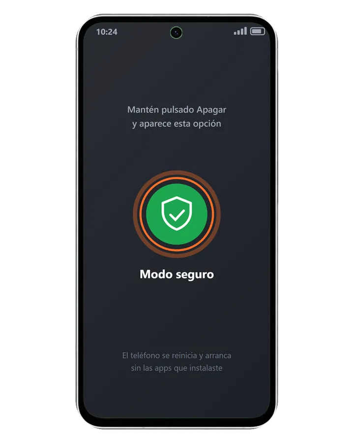 Galaxy A56 5G con el botón Modo seguro que aparece al mantener pulsado Apagar