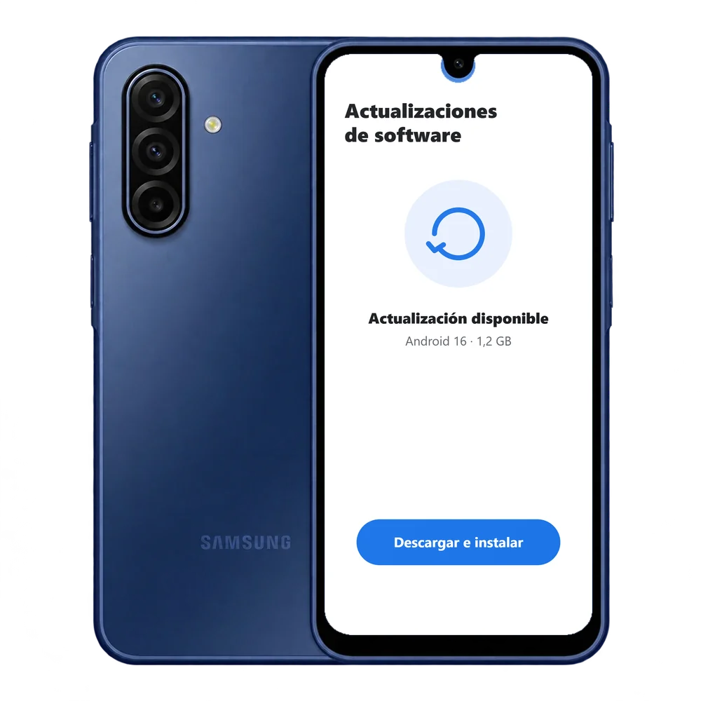 Samsung Galaxy A17 5G con una actualización de software disponible y el botón Descargar e instalar