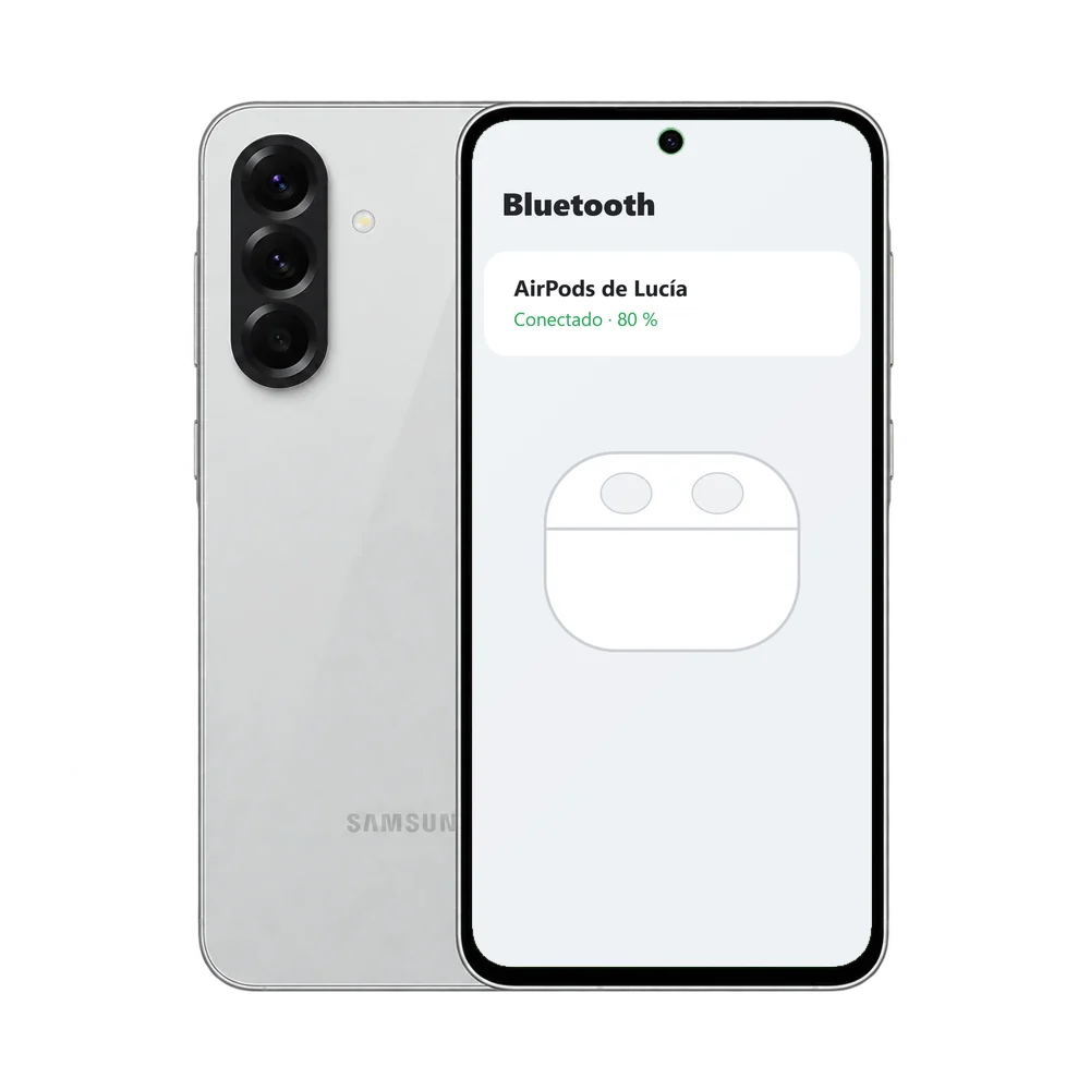 Samsung Galaxy A56 5G conectado a unos AirPods por Bluetooth