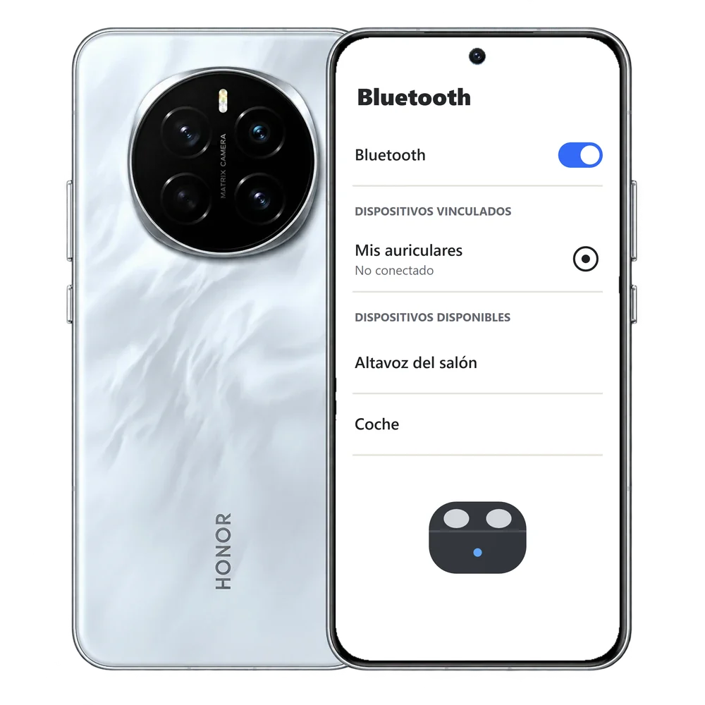 HONOR Magic7 con los ajustes de Bluetooth y unos auriculares vinculados que no se conectan