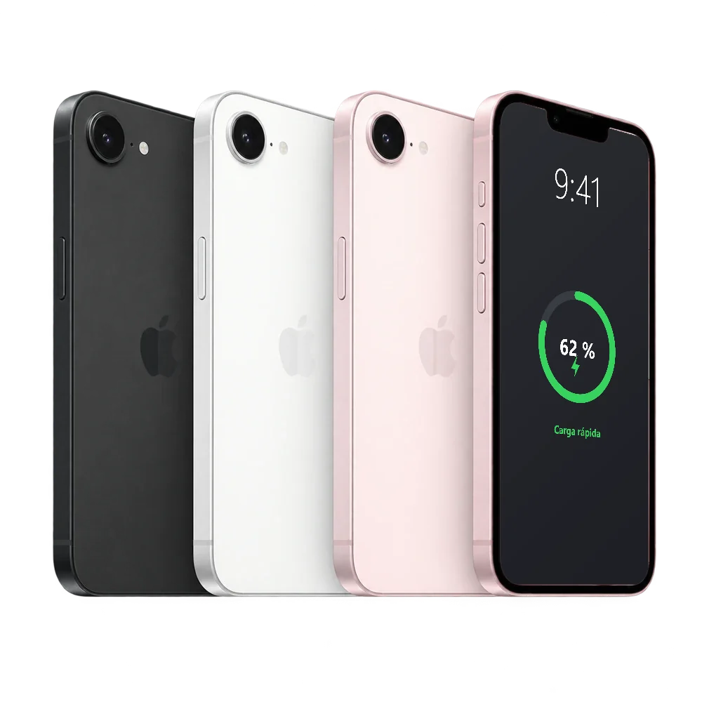 iPhone 17e con la pantalla de carga al 62 % y el texto Carga rápida