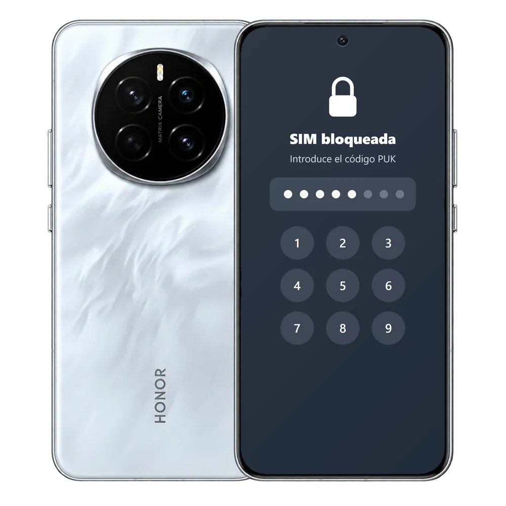 HONOR Magic7 con la pantalla de SIM bloqueada pidiendo el código PUK