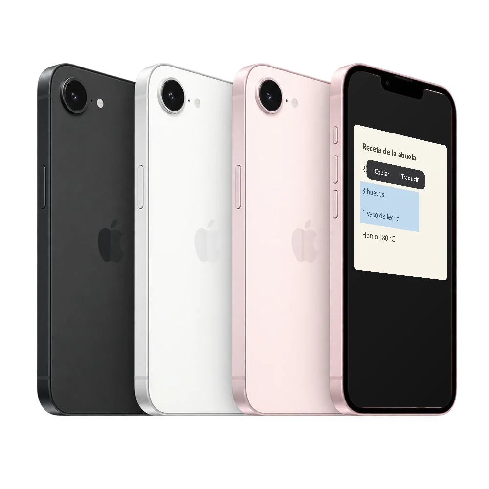 iPhone 17e con la foto de una receta y el texto seleccionado para copiar
