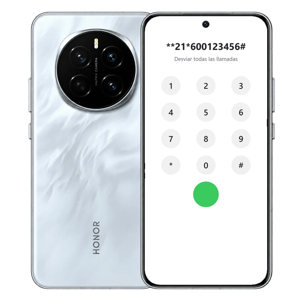 HONOR Magic7 con el teclado del teléfono y el código de desvío de llamadas