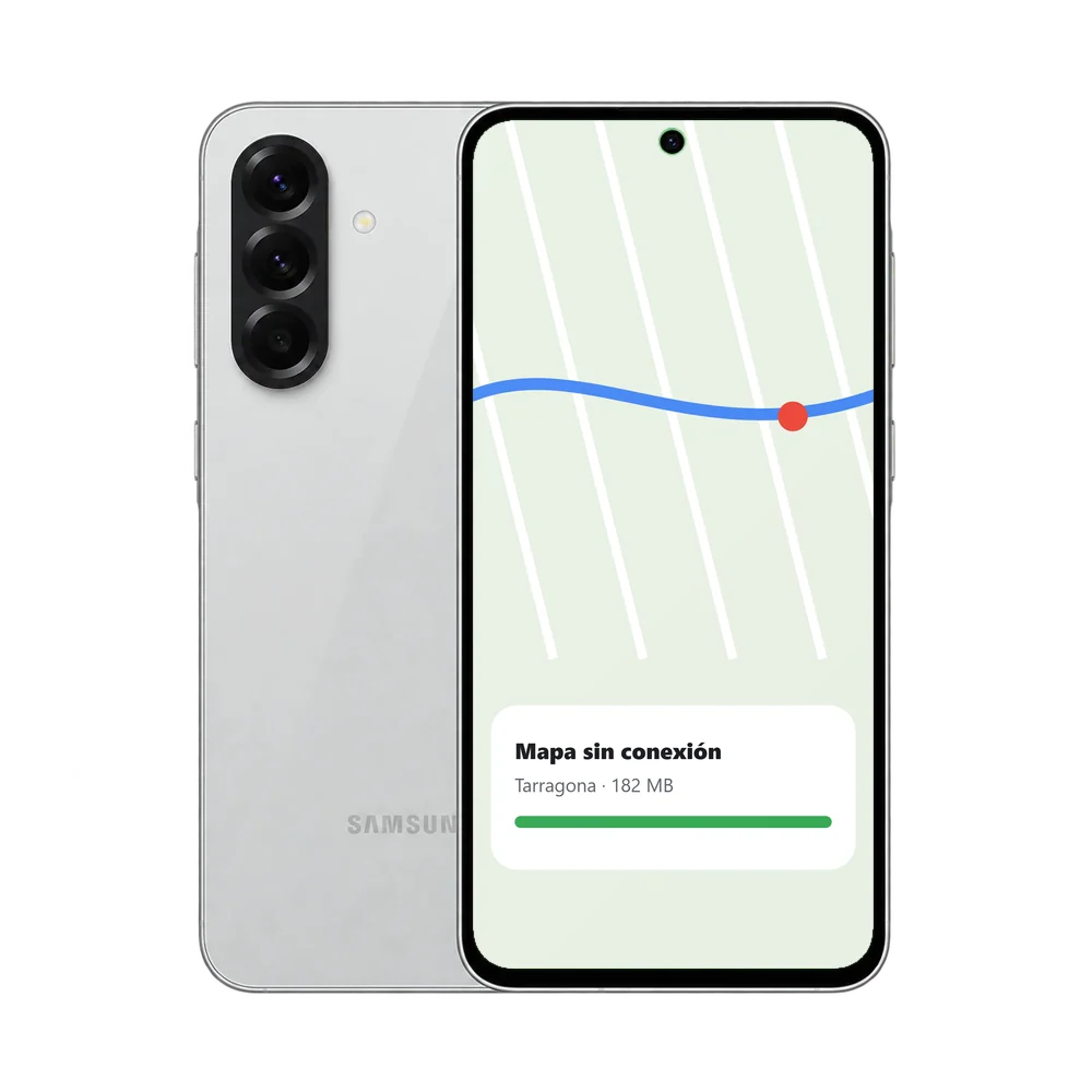 Samsung Galaxy A56 5G con un mapa de Tarragona descargado en Google Maps