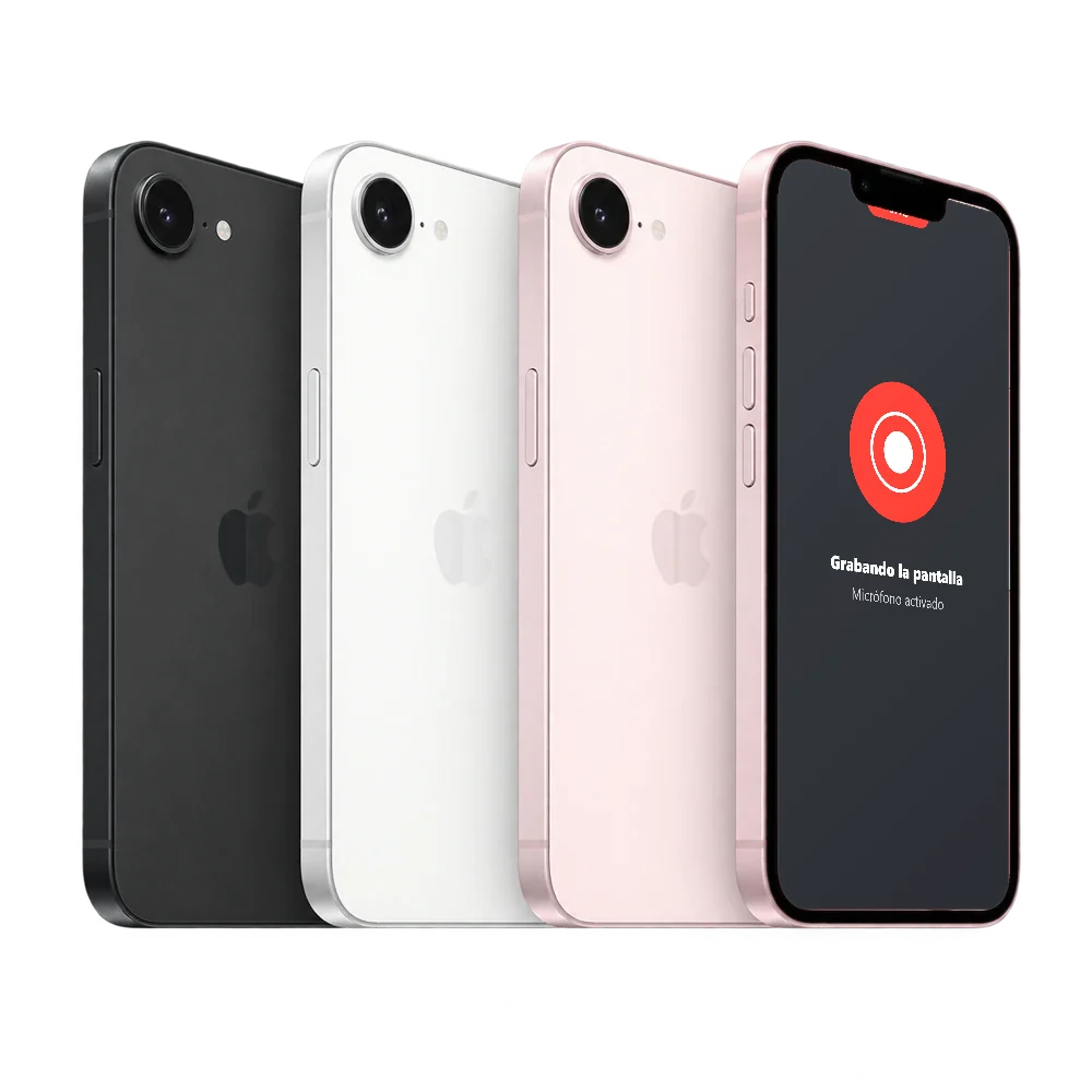 iPhone 17e grabando la pantalla con el micrófono activado