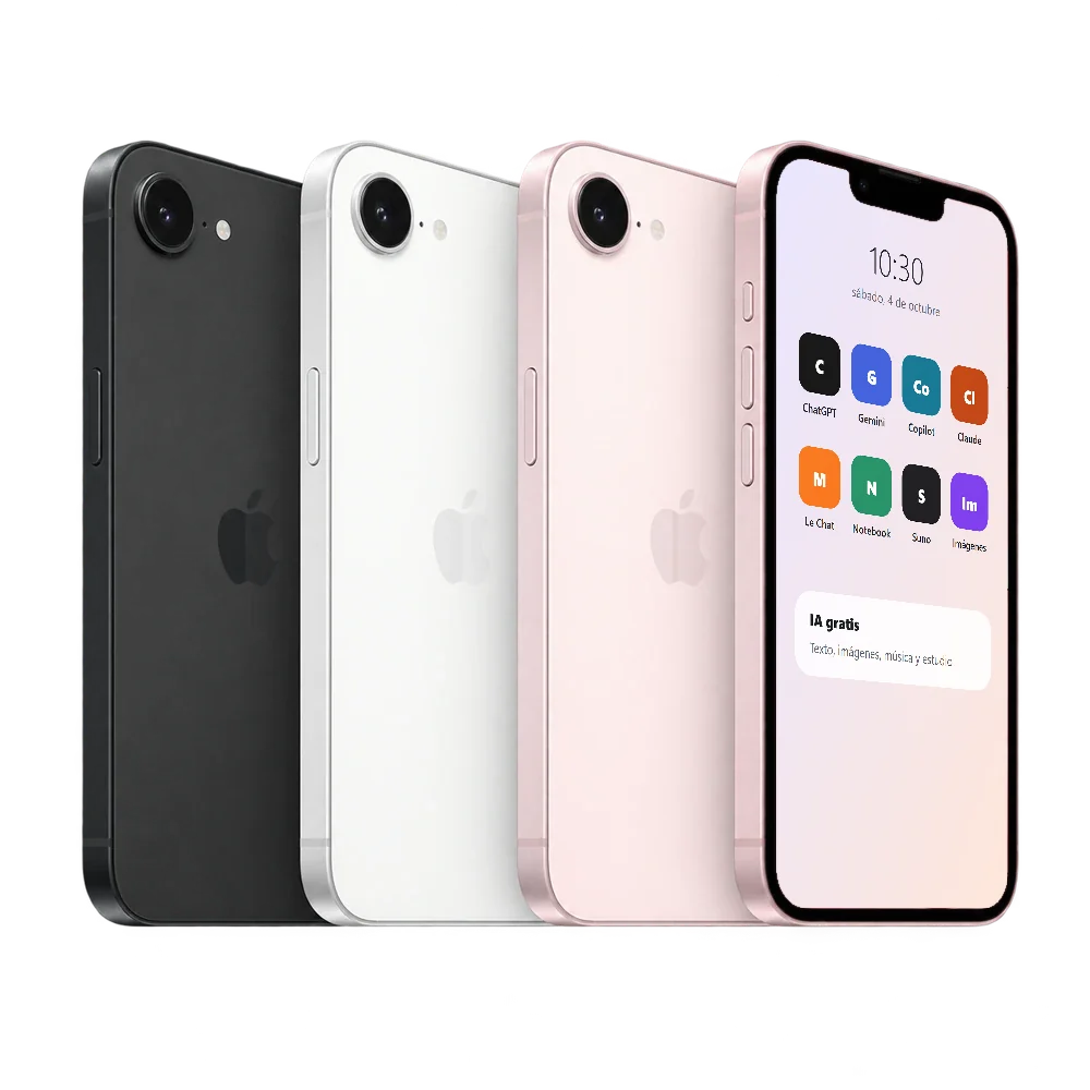 iPhone 17e con una pantalla de inicio llena de apps de inteligencia artificial gratuitas