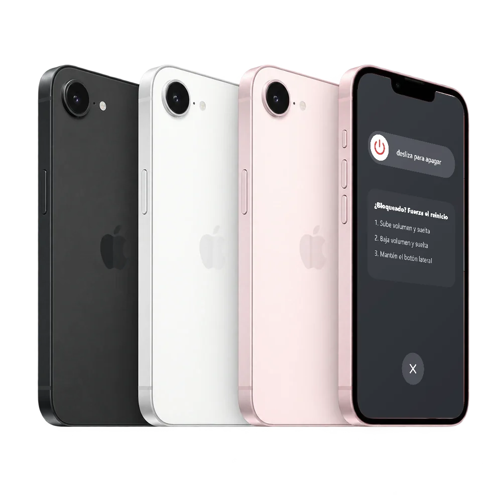 iPhone 17e con la pantalla desliza para apagar y los tres pasos para forzar el reinicio
