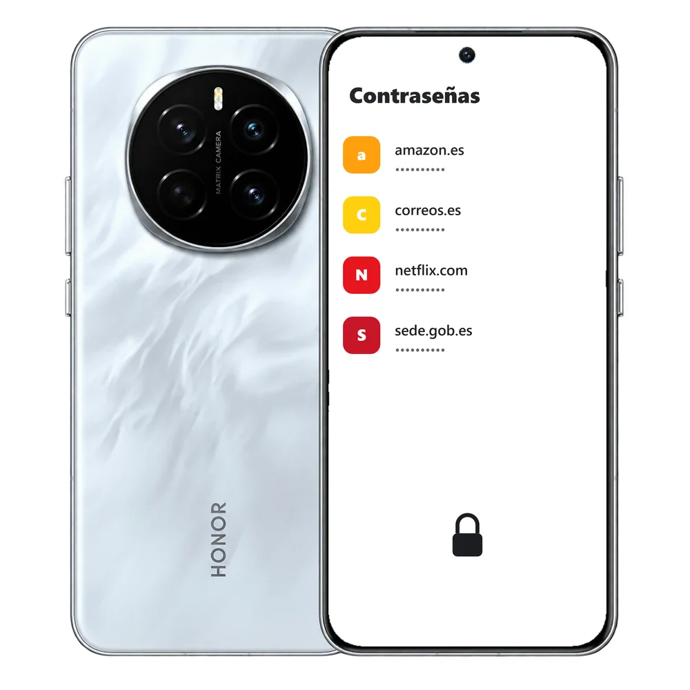 HONOR Magic7 con la lista de contraseñas guardadas protegidas
