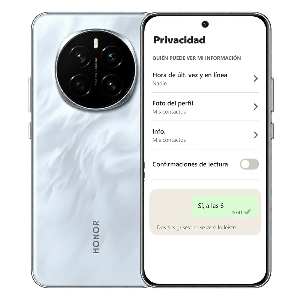 HONOR Magic7 con la privacidad de WhatsApp: hora de últ. vez en Nadie y confirmaciones de lectura desactivadas