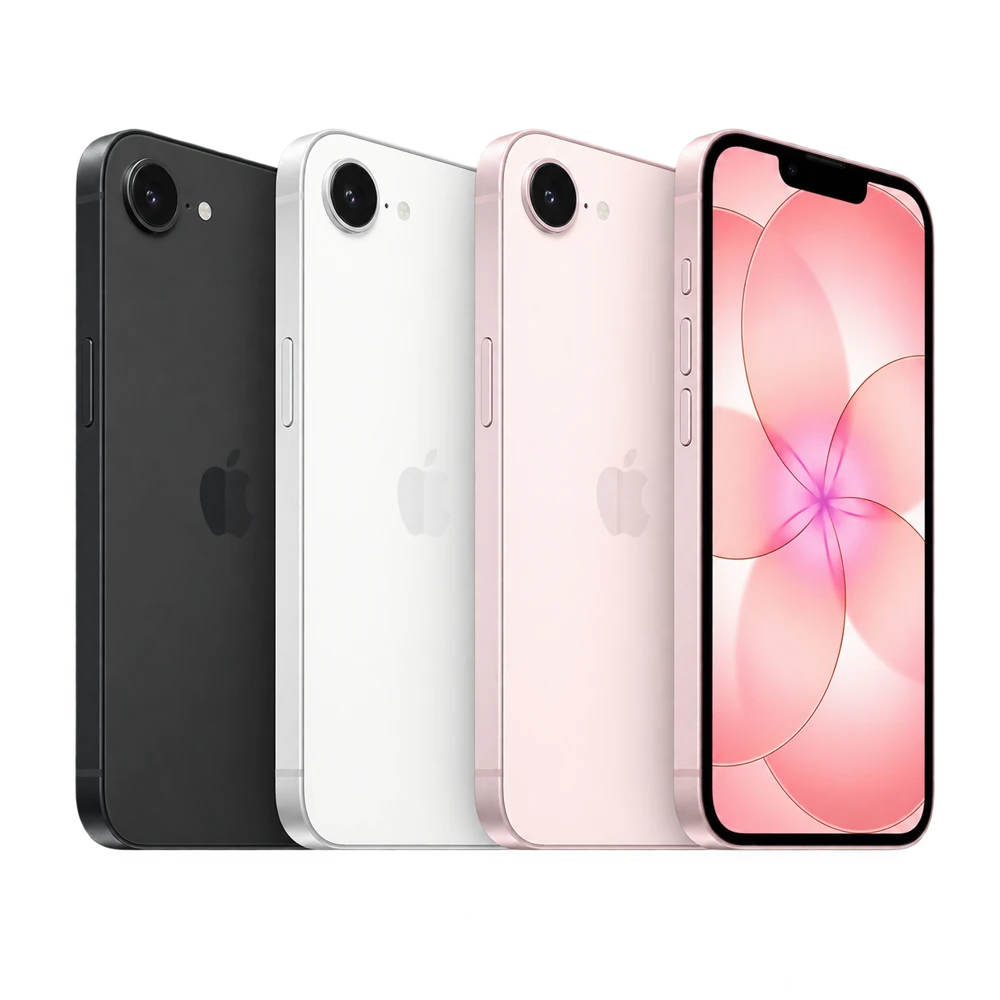 iPhone 17e en colores negro, blanco y rosa