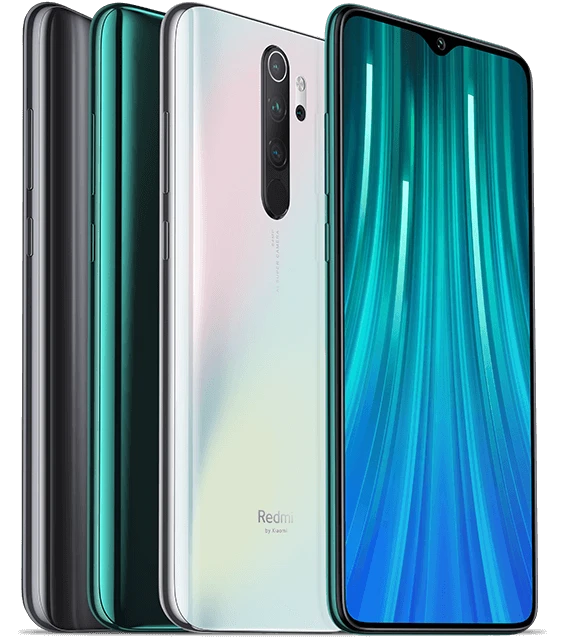 Redmi Note 8 Pro: vista frontal y colores del teléfono